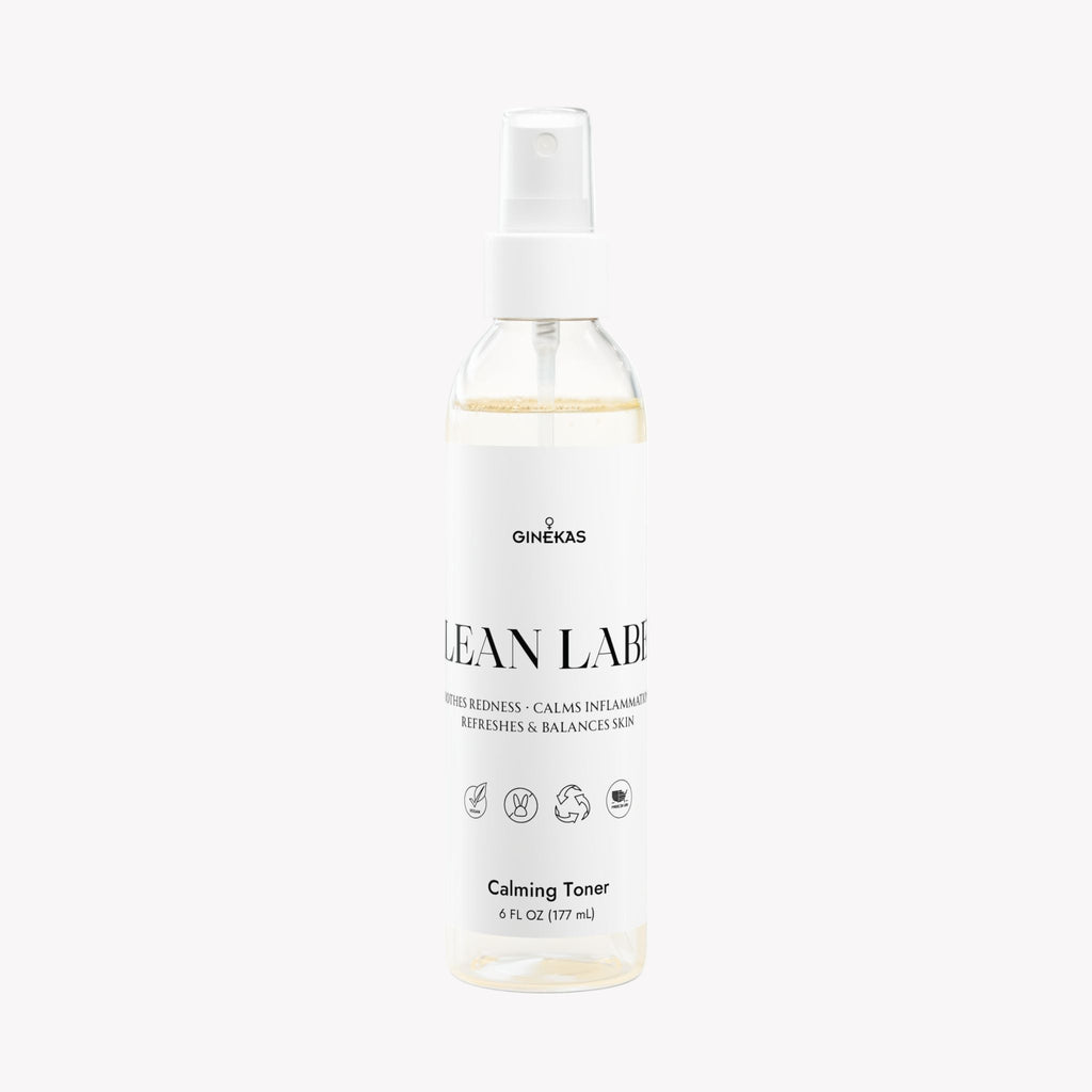 Ginekas Clean Label Calming Toner bottle on a white background